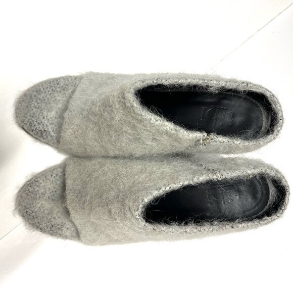 Tibi Leona Mohair Slide Mules in Ice Grey 39 - Picture 4 of 14